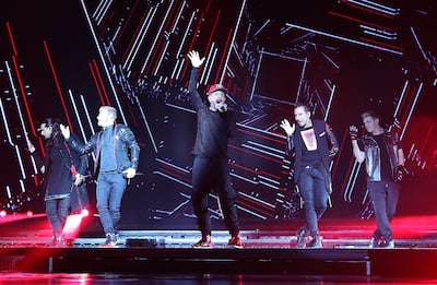 Backstreet Boys performing at the Etihad Arena in Abu Dhabi. Pawan Singh / The National