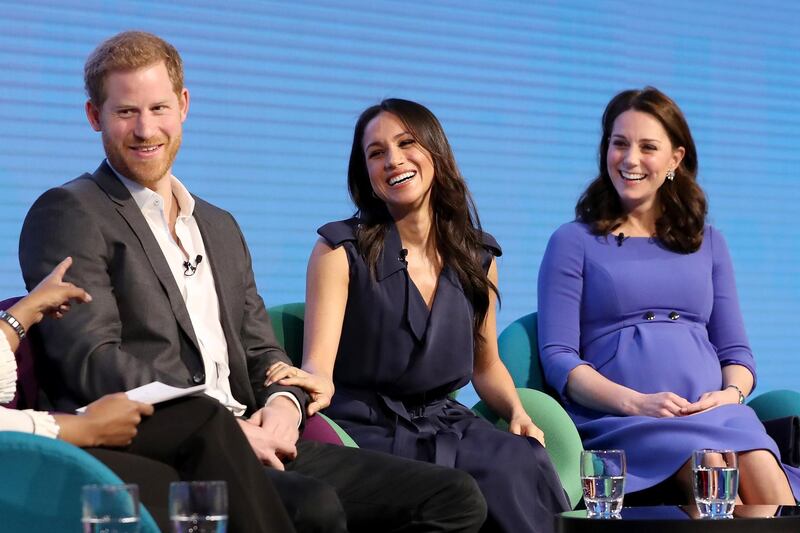 With Prince Harry and Meghan Markle at the first annual Royal Foundation Forum in February. The Making a Difference Together-themed event showcased programmes run or initiated by The Royal Foundation.  Getty Images