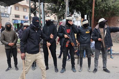 The so-called 'Popular Committees of Protection' on the streets of Rafah on Wednesday. AFP