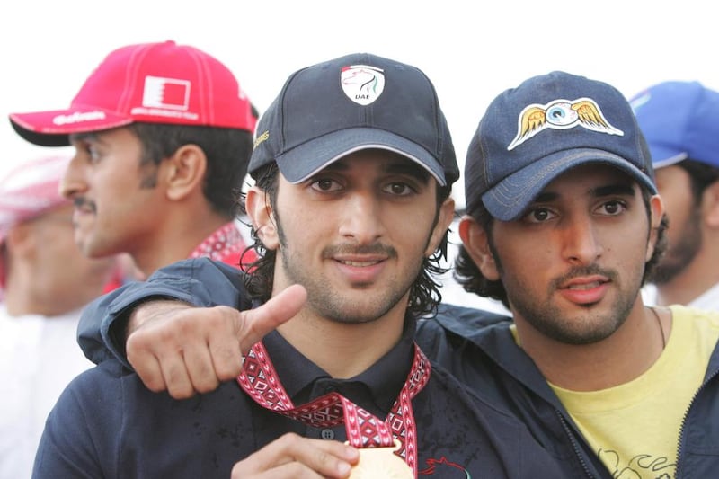 Sheikh Rashid was a well-known figure in sports. Pictured with Sheikh Hamdan bin Mohammed, Crown Prince of Dubai.