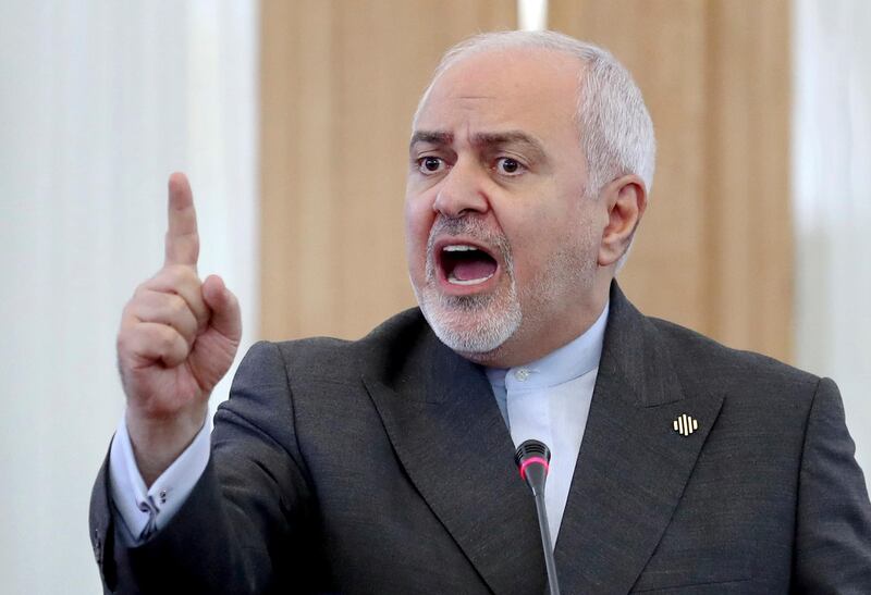 FILE - In this Aug. 5, 2019 file photo, Iranian Foreign Minister Mohammad Javad Zarif speaks at a press conference in Tehran, Iran. A recording of Iran's foreign minister offering a blunt appraisal of diplomacy and the limits of power within the Islamic Republic has leaked out publicly, providing a rare look inside the country's theocracy. (AP Photo/Ebrahim Noroozi, File)