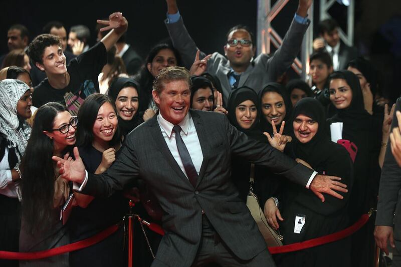 The Abu Dhabi Film Festival Red Carpet included David Hasselhoff who proved to be a favorite with the crowd. Delores Johnson / The National