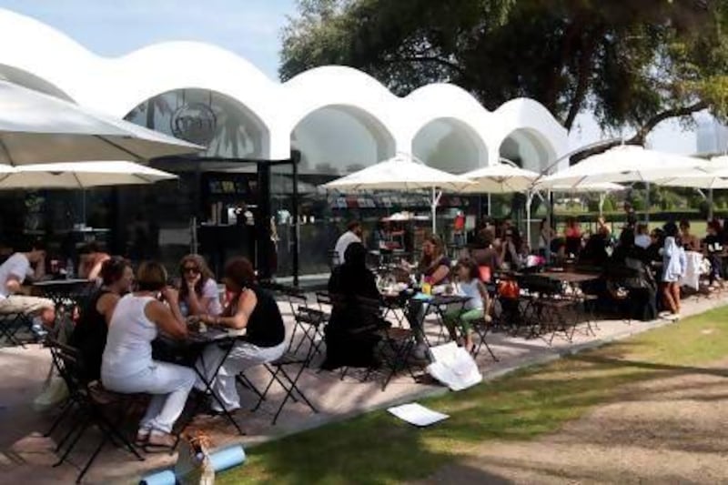 Diners enjoy the terrace at The Archive in Safa Park, Dubai. Satish Kumar / The National