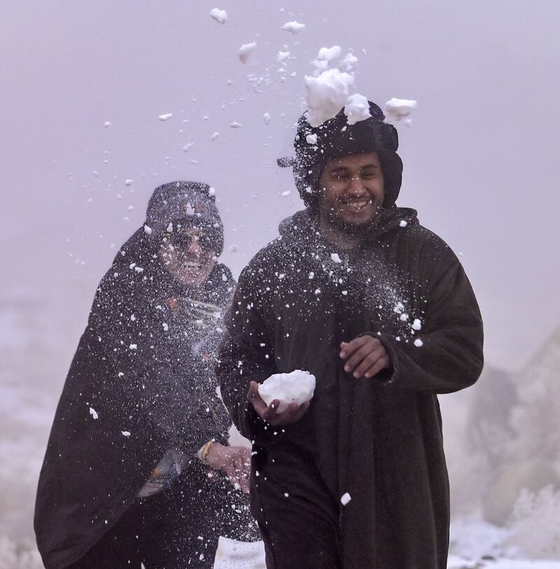 People have been flocking to Jebel Al Lawz in recent days after snow began to fall in the area.