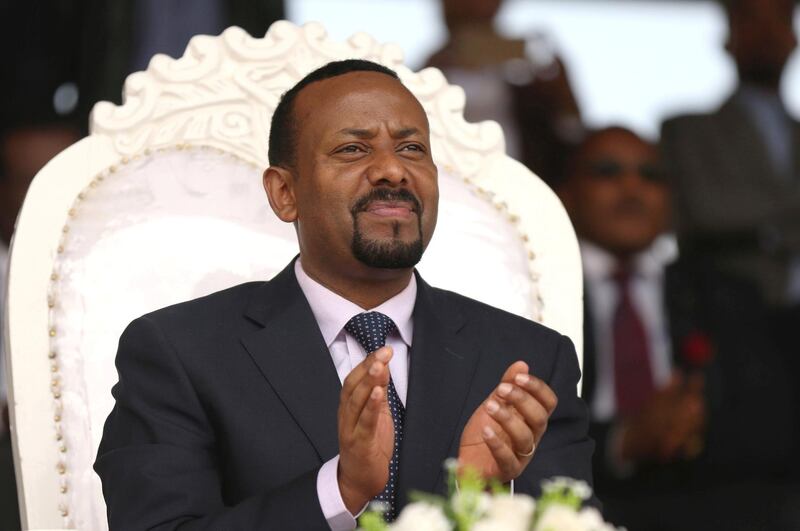 FILE PHOTO: Ethiopia's prime minister, Abiy Ahmed, attends a rally during his visit to Ambo in the Oromiya region, Ethiopia April 11, 2018. REUTERS/Tiksa Negeri/File Photo