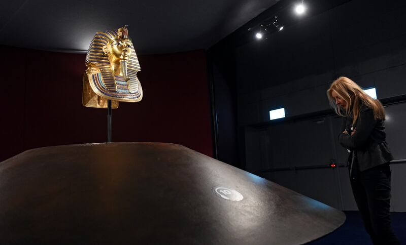 King Tut on tour. The burial mask on display in 2015 in Munich.
