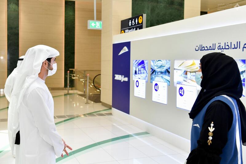 Sheikh Hamdan bin Mohammed, Crown Prince of Dubai, on a tour of the new metro link