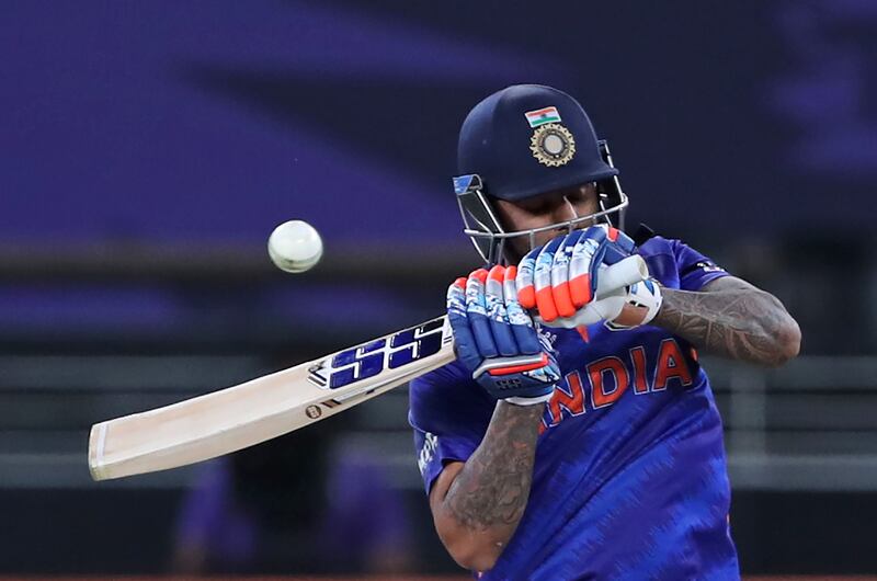 Suryakumar Yadav bats during the T20 World Cup match between India and Namibia. AP