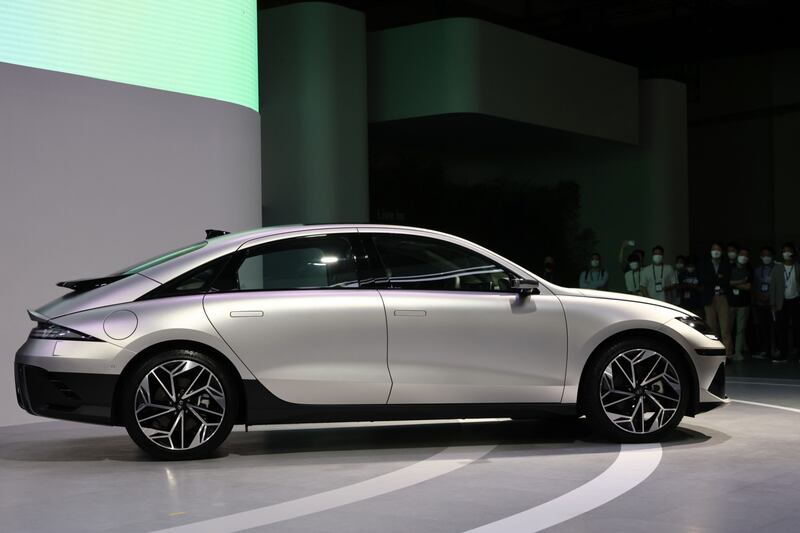 The Ioniq 6 during the press day at the 2022 Busan International Motor Show in Busan, South Korea. Bloomberg 