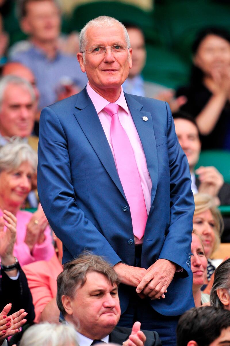 Bob Willis is seen in the Royal Box on Centre Court on day six of the 2012 Wimbledon Championships. AFP