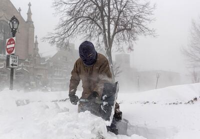 Buffalo has seen 196cm (77 inches) of snowfall in part of the city from Thursday. EPA