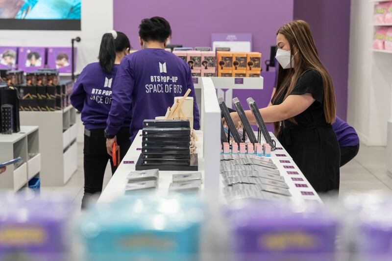 BTS Pop-Up: Space of BTS has been a huge success in other parts of the world, spawning long queues of fans who proudly call themselves the Army. The Dubai shop is the first time the pop-up has come to the Middle East. 