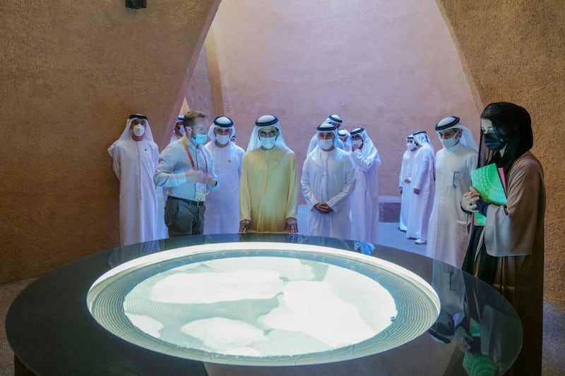 Sheikh Mohammed also visited the pavilions of Austria and Colombia.