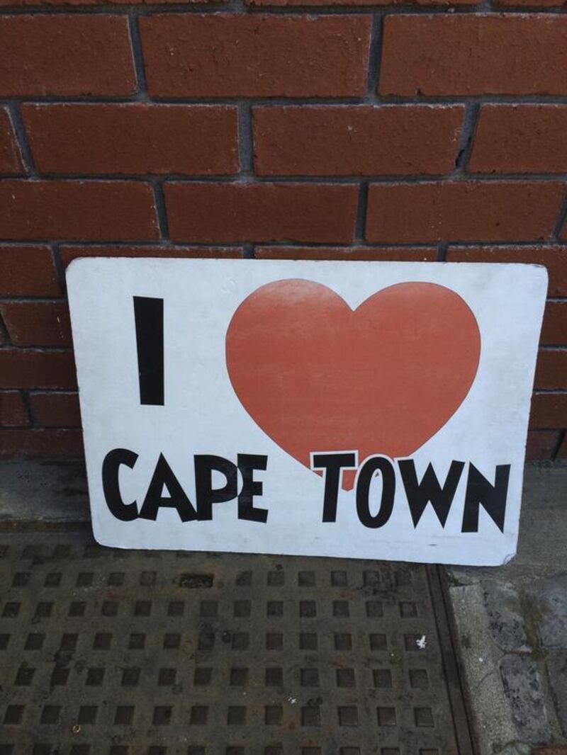 A sign found on the street reading I HEART CAPE TOWN. Antonie Robertson