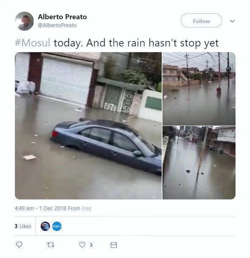 A screengrab of the flooding taken from Twitter.