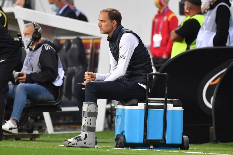 Paris Saint-Germain's coach Thomas Tuchel at the Felix Bollaert-Delelis stadium. AFP