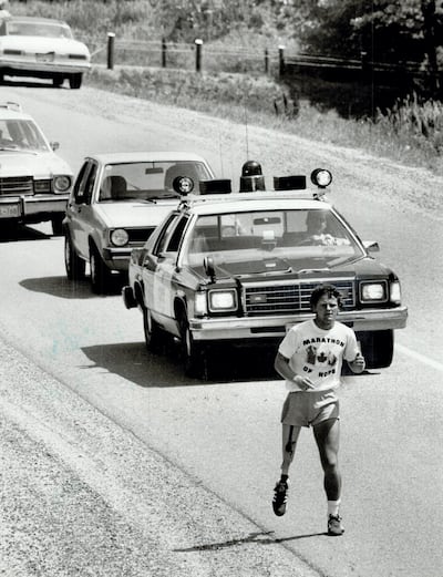 CANADA - JULY 30:  Terry Fox: There's no doubt he suffered on his 3;300-mile journey.   (Photo by Boris Spremo/Toronto Star via Getty Images)