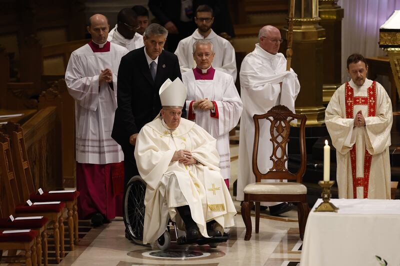 Pope Francis arrives at the National Shrine of Sainte-Anne-de-Beaupre. Getty Images / AFP