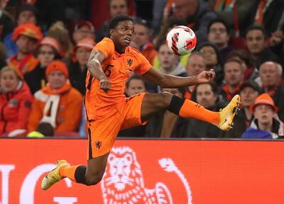 Tyrell Malacia, in action for the Netherlands against Germany in March 2022, has won eight caps for his country. EPA