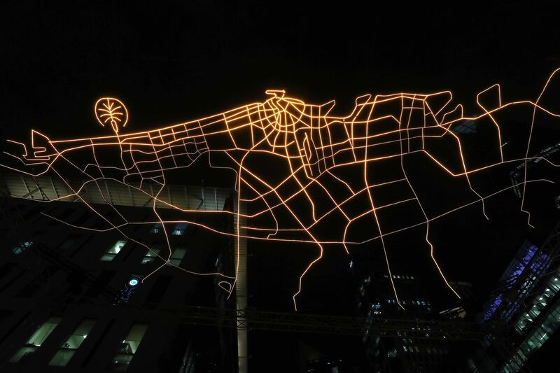 The light art installation City Gazing Dubai by Vouw studio from the Netherlands is on display at DIFC Gate Avenue in Dubai. All photos: Pawan Singh / The National