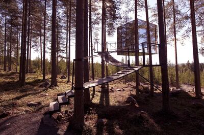 Tree Hotel Sweden. Set in Lapland, each pod is unique, such as this mirrored cube
