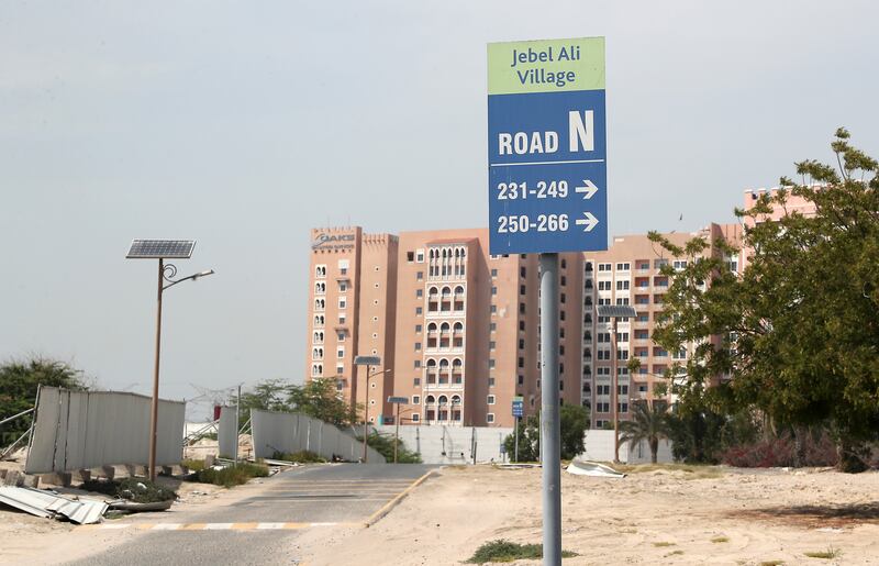 Street signs for the old Jebel Ali Village still stand. Pawan Singh / The National