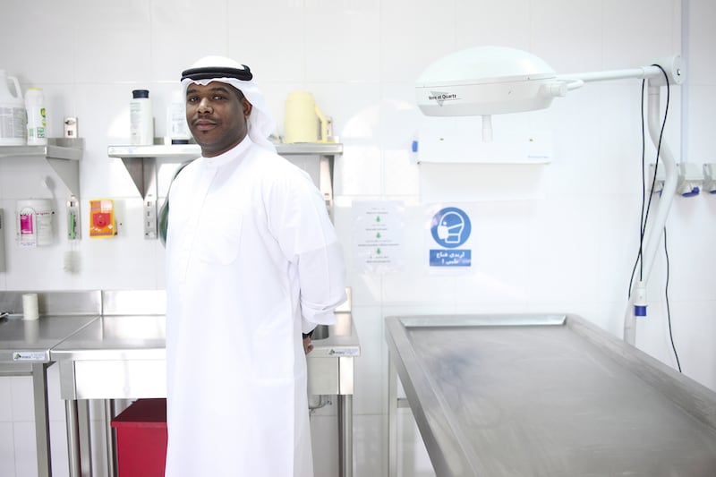 Jaber Saeed Al Lamki, acting director of customer care and corporate communication at Sheikh Khalifa Medical City’s morgue. Lee Hoagland / The National