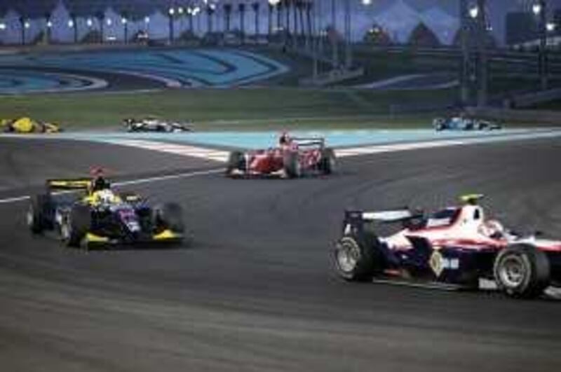 Abu Dhabi, UAE - February 5, 2010 - Drivers coming around a curves on the North side of the course during the GP2 Asia Event at Yas Marina Circuit. (Nicole Hill / The National) *** Local Caption ***  NH YAS03.jpg ns06fe-G2.jpg