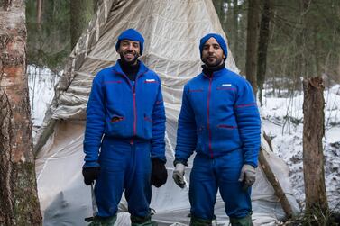 Sultan Al Neyadi (left) and Hazza Al Mansouri during winter survival training in Russia. Courtesy: Dubai Media Office 
