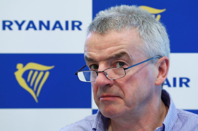 Ryanair CEO Michael O'Leary holds a news conference in Brussels, Belgium, March 6, 2018. REUTERS/Yves Herman