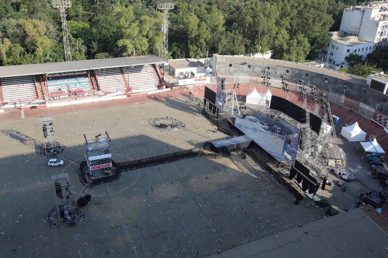 REFILE - ADDING INFORMATION General view of the stadium following a stampede at a rap concert where thousands had gathered to see local rap star Abderraouf Derradji, known as 'Soolking' in Algiers, Algeria August 23, 2019. REUTERS/Ramzi Boudina