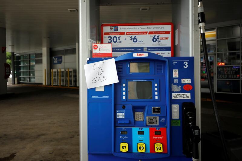 An Exxon station is seen out of gas after a cyberattack crippled the biggest fuel pipeline in the country, run by Colonial Pipeline, in Washington, U.S., May 15, 2021. REUTERS/Yuri Gripas