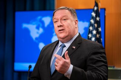 epa07180103 US Secretary of State Mike Pompeo speaks to the media about President Trump's support for the Crown Prince of Saudi Arabia despite that country's murder of journalist Jamal Khashoggi at the Department of State in Washington, DC, USA, 20 November 2018. The press conference comes as Turkey renews pressure on the Trump administration to extradite Fethullah Gulen, a Turkish cleric who lives in Pennsylvania. The White House is reportedly considering the move to ease pressure from Turkey over Khashoggi's murder.  EPA/JIM LO SCALZO