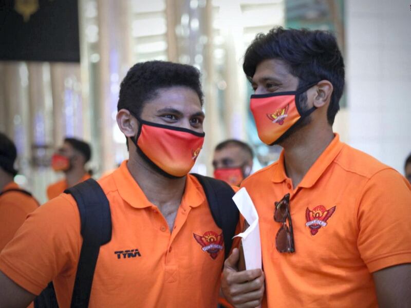 Sunrisers Hyderabad players landed in Dubai on Sunday ahead of IPL 2020. Courtesy Sunrisers Hyderabad twitter / @SunRisers