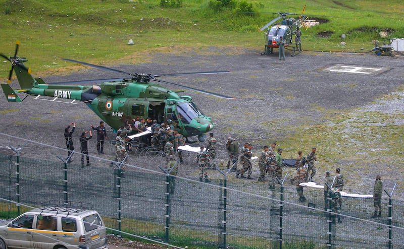 About 15,000 pilgrims were rescued by the Indian Army and the Indo-Tibetan Border Police. EPA 