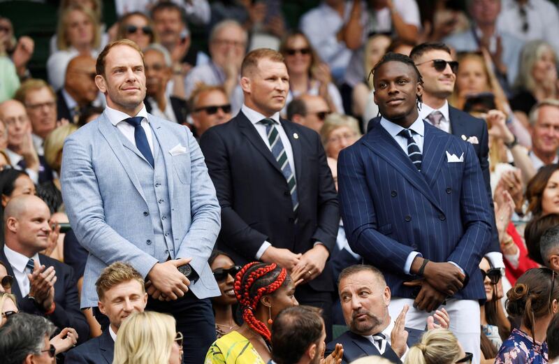 Rugby players Alun Wyn Jones, Dylan Hartley and Maro Itoje. Reuters