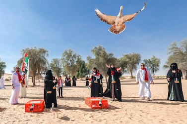 To mark UAE's 48th National Day last year, 48 houbara bustards were set free at the Telal Resort at Rimah, Abu Dhabi, November 27, 2019. Victor Besa / The National