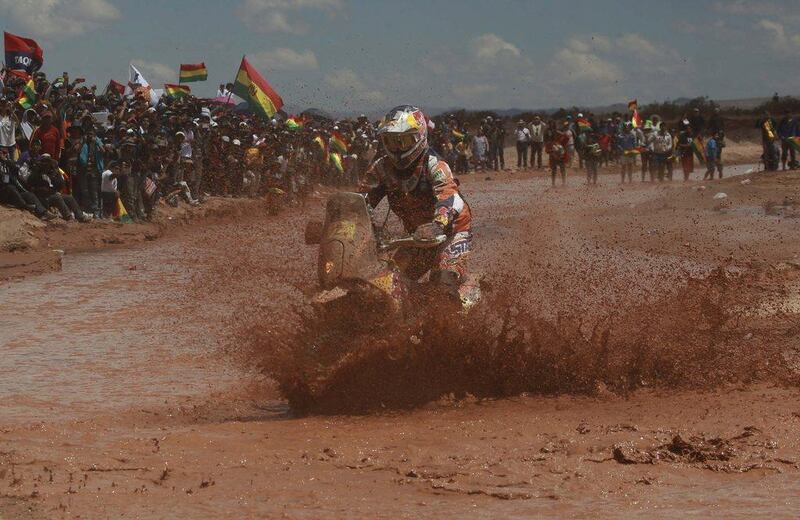 Marc Coma of Spain has a 38-minute lead in the motorbike section at the Dakar Rally. Juan Karita / AP