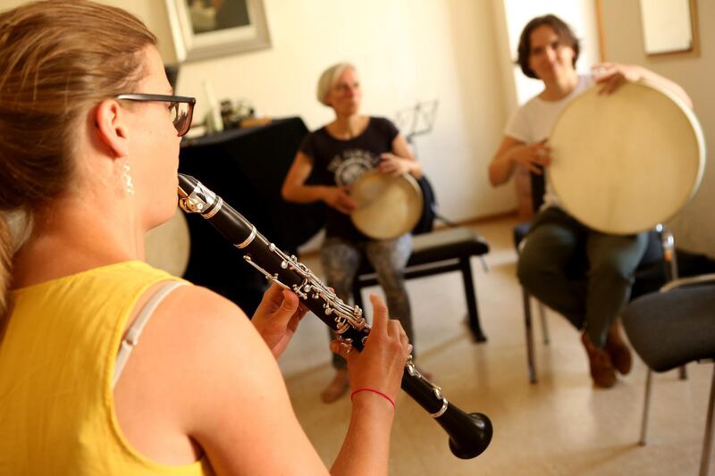 WEIMAR, GERMANY - JULY 27:  A clarinettist rehearses during Yiddish Summer Weimar on July 27, 2018 in Weimar, Germany. The annual five-week summer institute and festival, attracting students, artists, educators and audiences from more than 20 countries to its workshops, concerts, film presentations, lectures, symposia, cooking classes, dance and theater performances and jam sessions, is currently the longest and most intensive program concerning Yiddish language and Jewish music, including Klezmer as well as other types such as Hasidic and Cantorial music, in the world. The event also implements the traditional music's origins, evolution, and its merging with other genres such as Middle Eastern, jazz and regional folk. The festival, which started as a weekend workshop in 1999, has received awards from the European Union, the European Commission, the German Music Council, and the German Federal Cultural Foundation, and chose Weimar as a location for the series among other reasons thanks to the historic symbolism of the city, home to authors Johann Wolfgang von Goethe and Friedrich Schiller, Bauhaus School founder Walter Gropius, and painters Caspar David Friedrich, Paul Klee and Wassily Kandinsky, as a liberal host to the arts. The event, which this year last from July 20-August 18, represents a rebirth of post-Holocaust Jewish culture in the country.  (Photo by Adam Berry/Getty Images)
