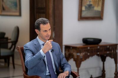 Syria's President Bashar Al Assad in his interview with Sky News Arabia in Damascus. Syrian Presidency / Reuters