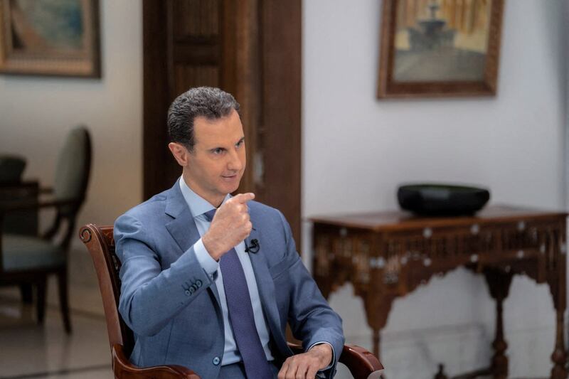 Syria's President Bashar Al Assad speaks during a rare interview with Sky News in Damascus. Reuters