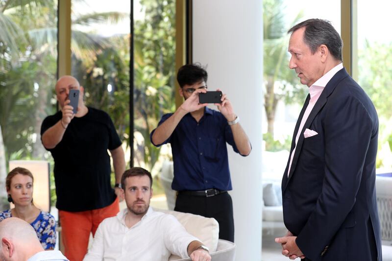 Dubai, United Arab Emirates - August 13, 2018: Josef Kleinienst, Chairman of Kleindienst Group developer of The Heart of Europe at the Sweden Beach Palace. Monday, August 13th, 2018 in Dubai. Chris Whiteoak / The National
