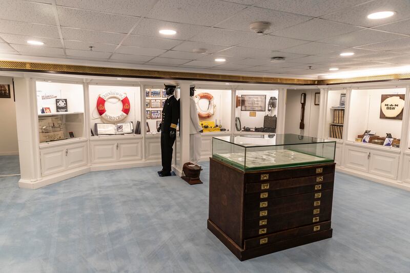 The collection includes uniforms worn by the ship's captains
