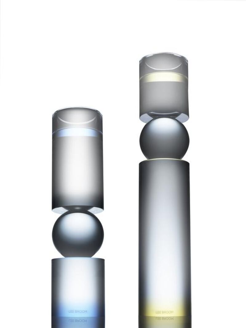 Crystal candlesticks, Dh1,349 for the small; Dh1,499 for the large, both D.Tales