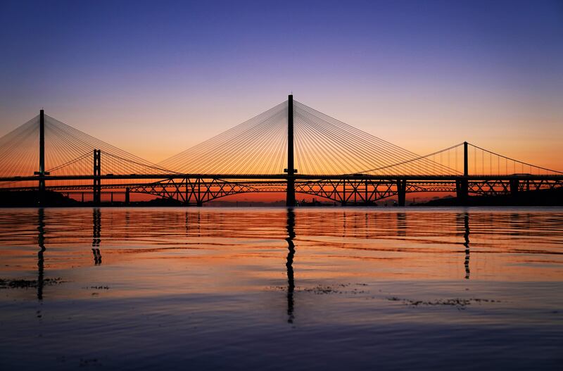 There was a spectacular sunrise to start the week on Monday morning, over the Queensferry Crossing in Edinburgh, Scotland. PA