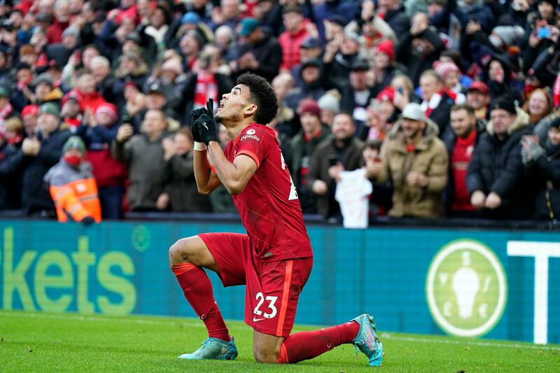 Liverpool's Luis Diaz scored the third goal against Norwich City. EPA