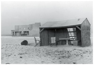 The Cuthbert's beachfront home in Abu Dhabi in 1960, one of the earliest concrete buildings in Abu Dhabi at a time when most of the town was built from palm fronds, or arish.