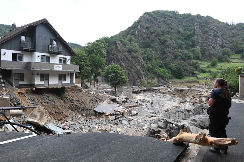 The disastrous recent flooding in Europe, seen here in Rhineland-Palatinate, Germany, was cited as an example of extreme weather linked to climate change. AFP