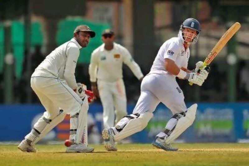 England captain Andrew Strauss scored 61 against Sri Lanka on the second day of the second Test.