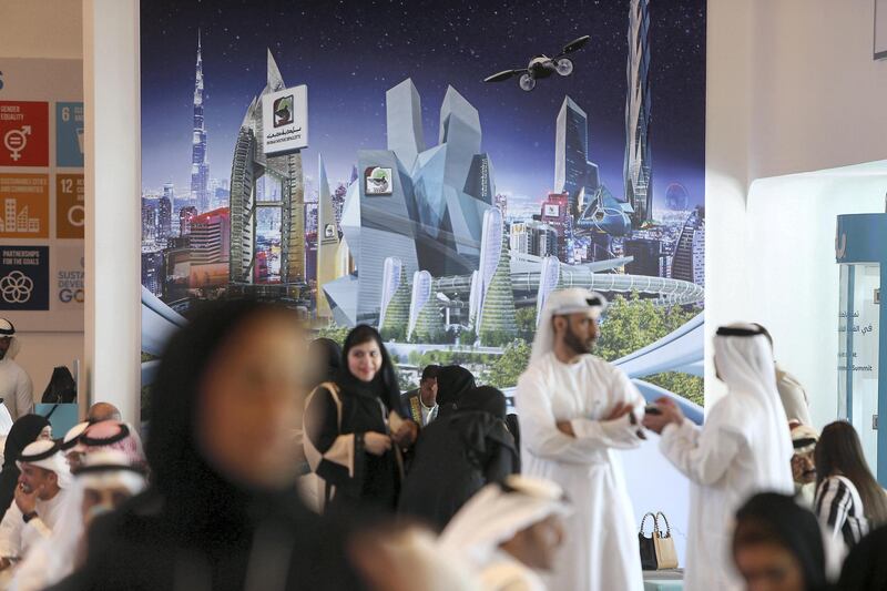 DUBAI , UNITED ARAB EMIRATES – Feb 09 , 2016 : Delegates on the 2nd day of the World Government Summit held at Madinat Jumeirah in Dubai.  ( Pawan Singh / The National ) For News. Story by Caline Malek. ID no. 52164
 *** Local Caption ***  PS0902- GOVT SUMMIT13.jpg